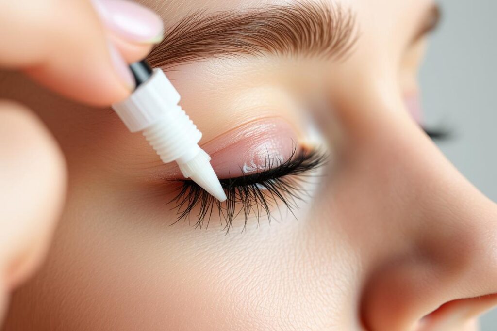 Aplikacja domowego kleju do rzęs z miodu