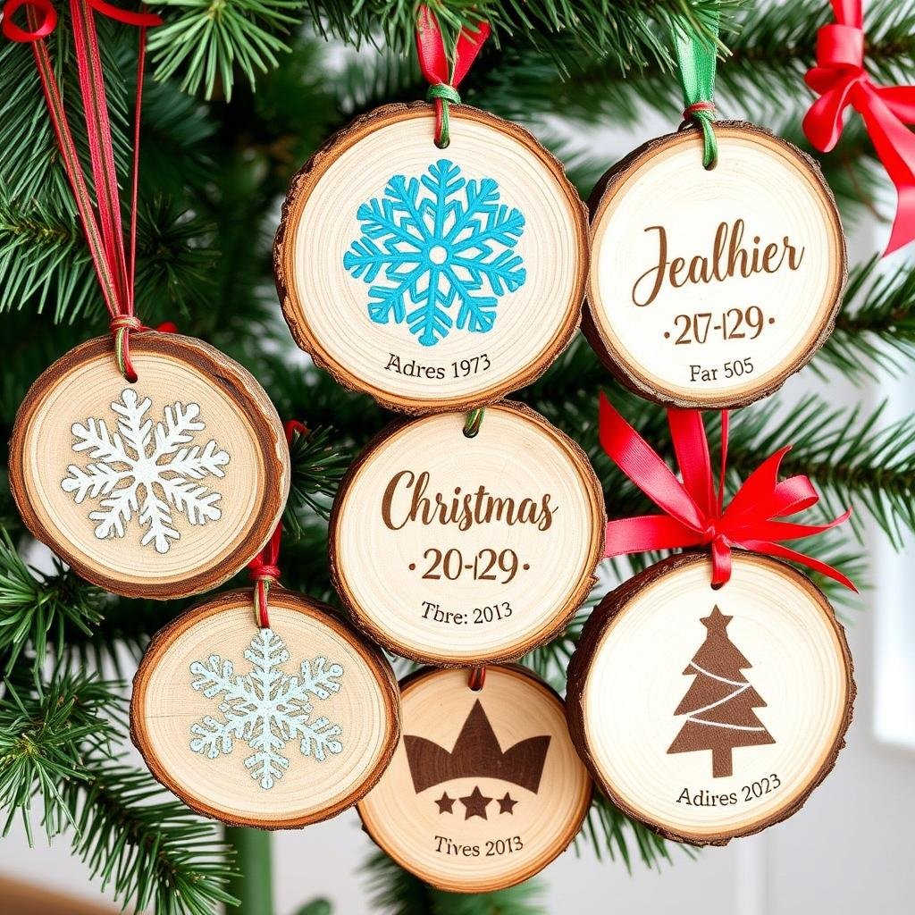 Drewniane zawieszki z personalizowanymi napisami i wzorami jako ozdoby choinkowe DIY Drewniane zawieszki z personalizowanymi napisami i wzorami jako ozdoby choinkowe DIY