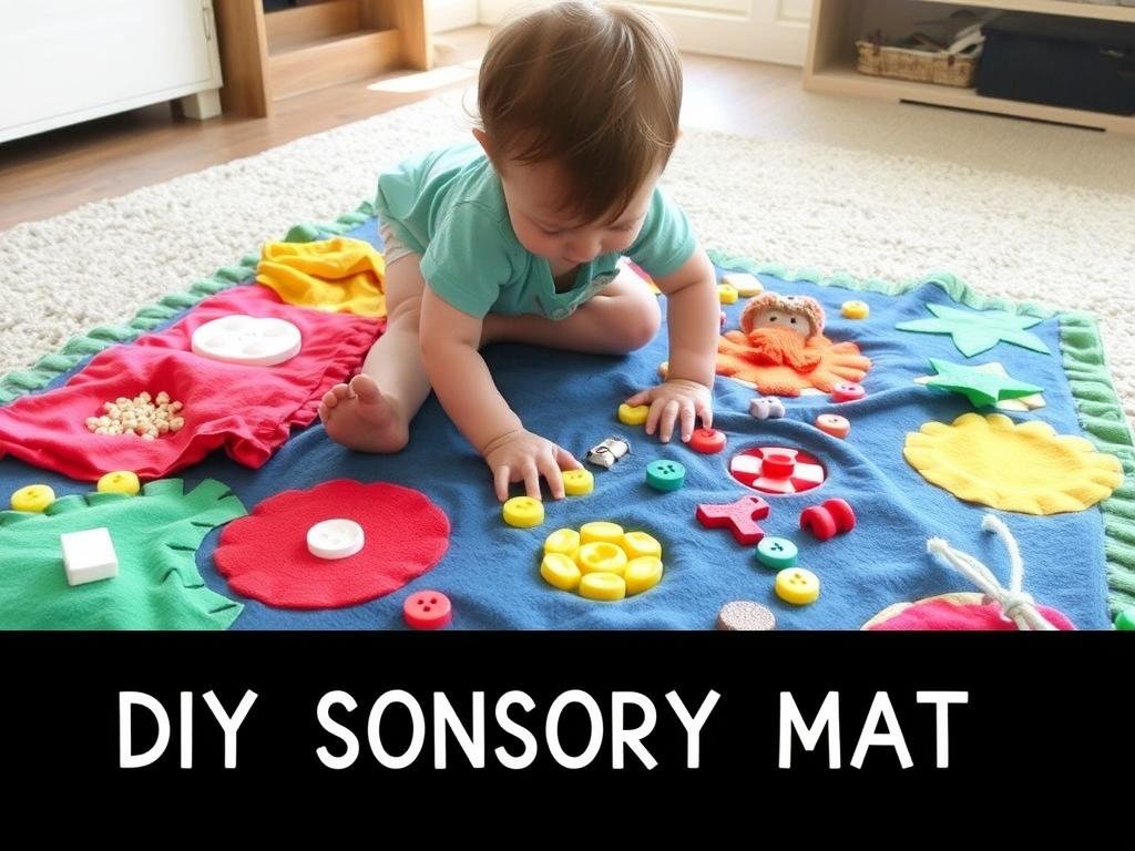 Dziecko bawiące się matą sensoryczną DIY Dziecko bawiące się matą sensoryczną DIY