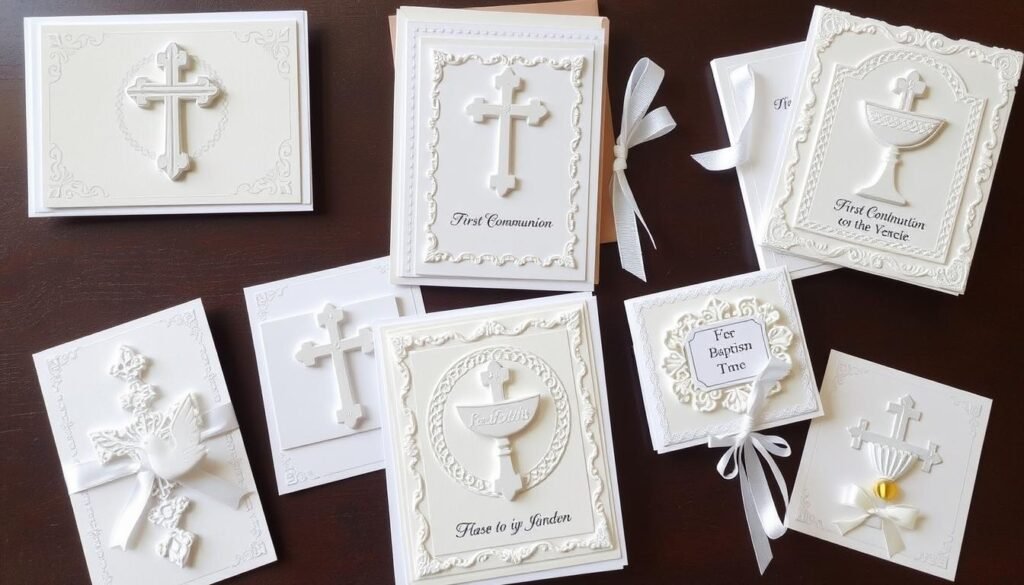 Eleganckie kartki DIY na komunię i chrzest z religijnymi symbolami Eleganckie kartki DIY na komunię i chrzest z religijnymi symbolami
