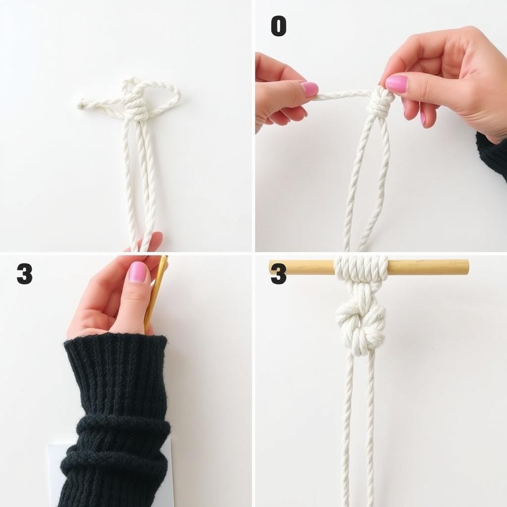 Instrukcja wykonania węzła mocującego (Larks Head Knot) w makramie diy Instrukcja wykonania węzła mocującego (Larks Head Knot) w makramie diy