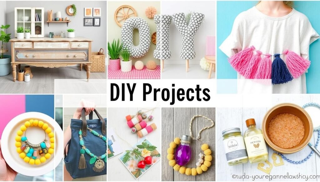 Kolaż różnych projektów DIY - meble, dekoracje, ubrania Kolaż różnych projektów DIY - meble, dekoracje, ubrania