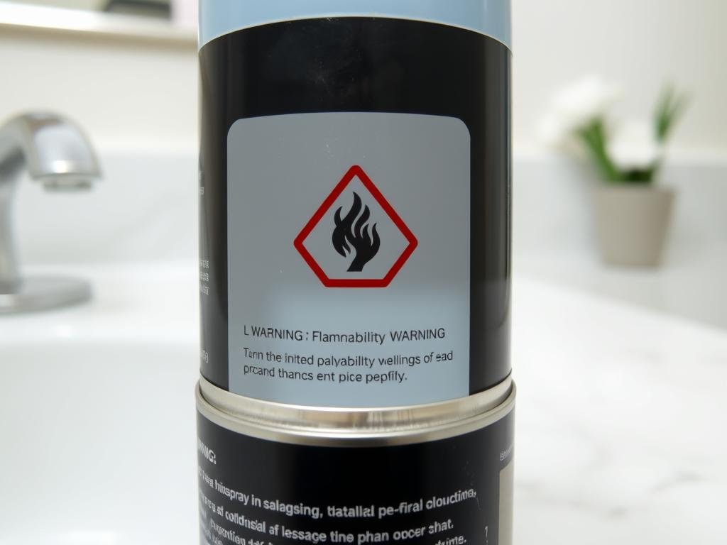 Opakowanie po lakierze do włosów z widocznym symbolem łatwopalności