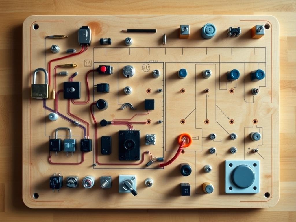 Planowanie rozmieszczenia elementów na tablicy manipulacyjnej DIY Planowanie rozmieszczenia elementów na tablicy manipulacyjnej DIY