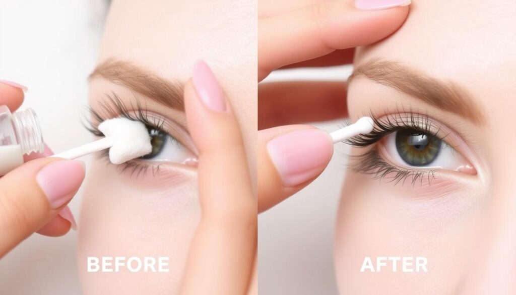 Proces czyszczenia sztucznych rzęs z kleju