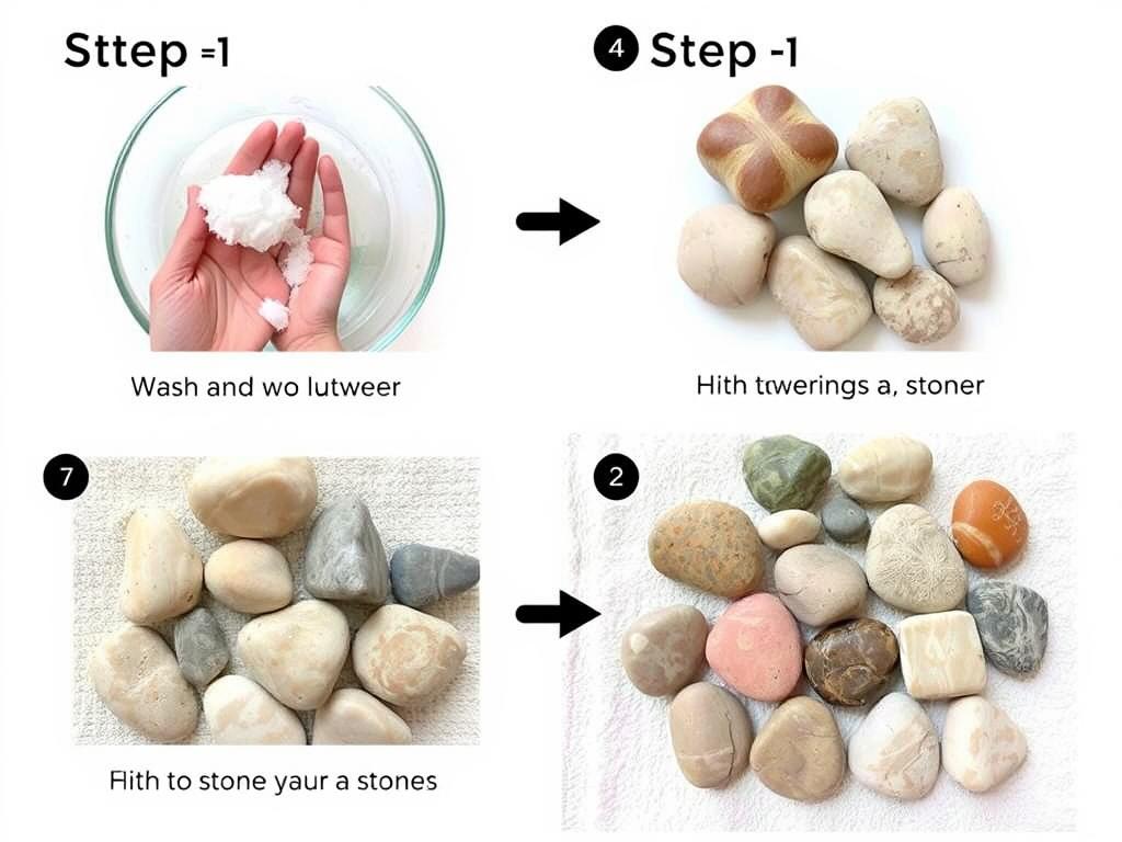 Proces przygotowania kamieni do malowania - mycie i suszenie kamieni polnych