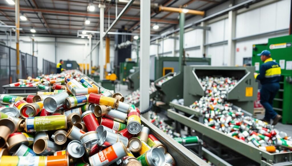Proces recyklingu opakowań metalowych w zakładzie przetwarzania odpadów