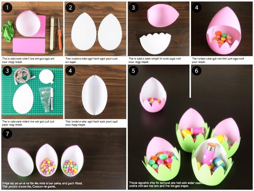 Proces tworzenia papierowych jajek na polowanie wielkanocne (egg hunt)