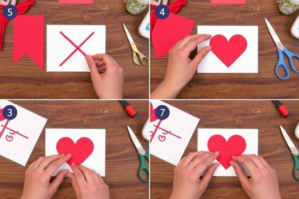 Prosta kartka walentynkowa DIY z papierowym sercem Prosta kartka walentynkowa DIY z papierowym sercem