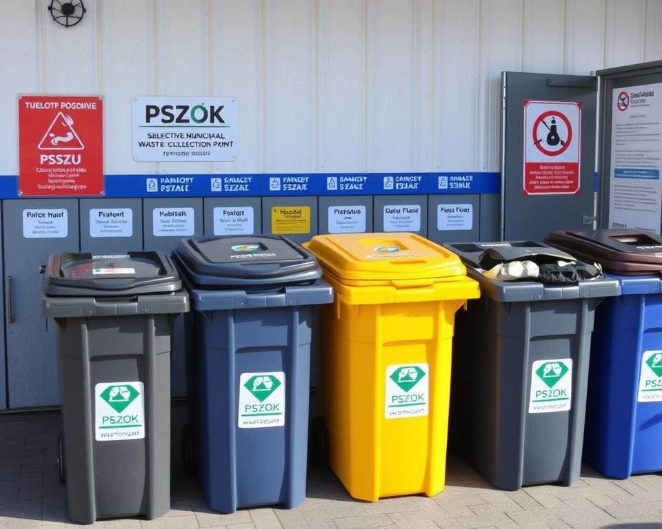 Punkt Selektywnej Zbiórki Odpadów Komunalnych (PSZOK) z kontenerami na różne rodzaje odpadów