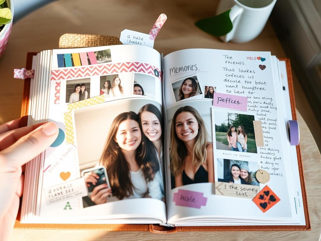 Ręcznie wykonany scrapbook jako prezent dla przyjaciółki DIY ze zdjęciami i dekoracjami Ręcznie wykonany scrapbook jako prezent dla przyjaciółki DIY ze zdjęciami i dekoracjami