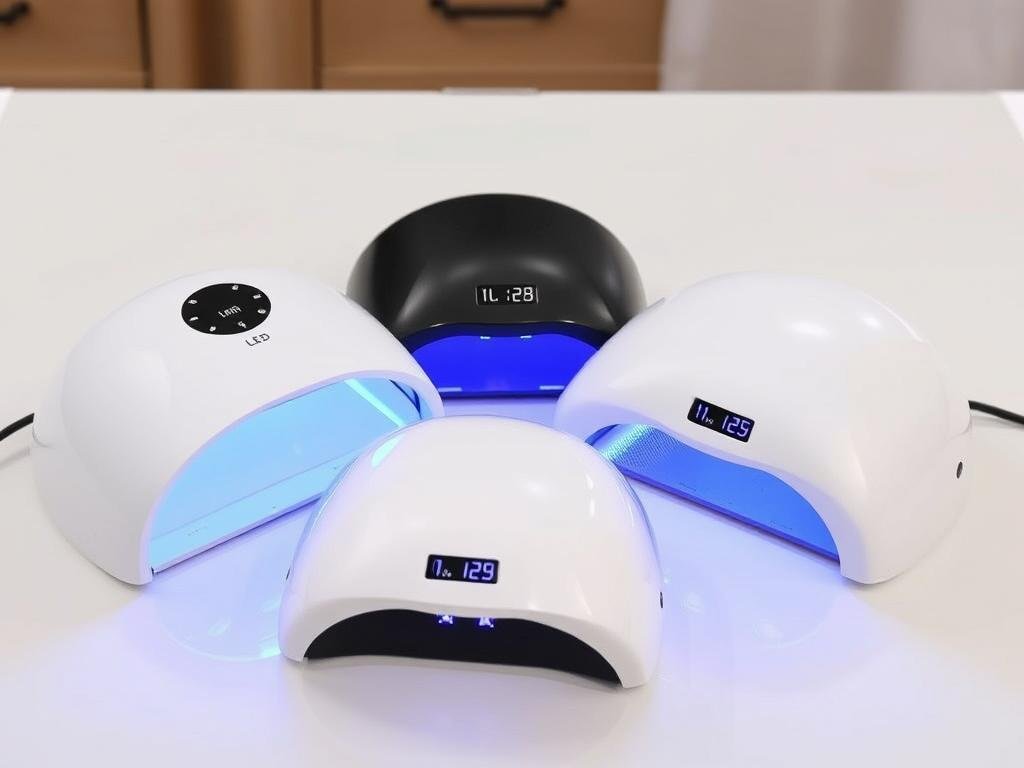 Różne rodzaje lamp UV/LED do paznokci hybrydowych o różnej mocy i kształcie Różne rodzaje lamp UV/LED do paznokci hybrydowych o różnej mocy i kształcie