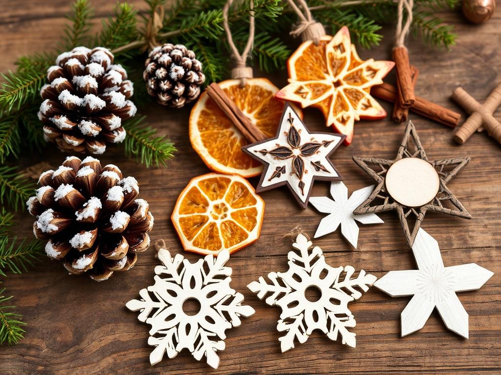 Różnorodne ręcznie robione ozdoby choinkowe DIY z naturalnych materiałów Różnorodne ręcznie robione ozdoby choinkowe DIY z naturalnych materiałów
