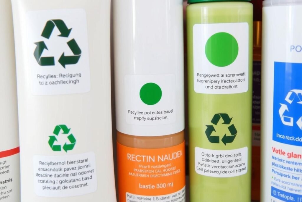 Symbole recyklingu na opakowaniach kosmetycznych z objaśnieniami