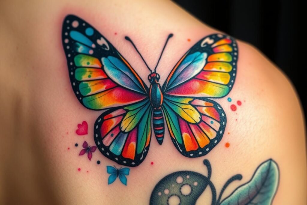 Tatuaż motyla symbolizujący transformację i zmianę