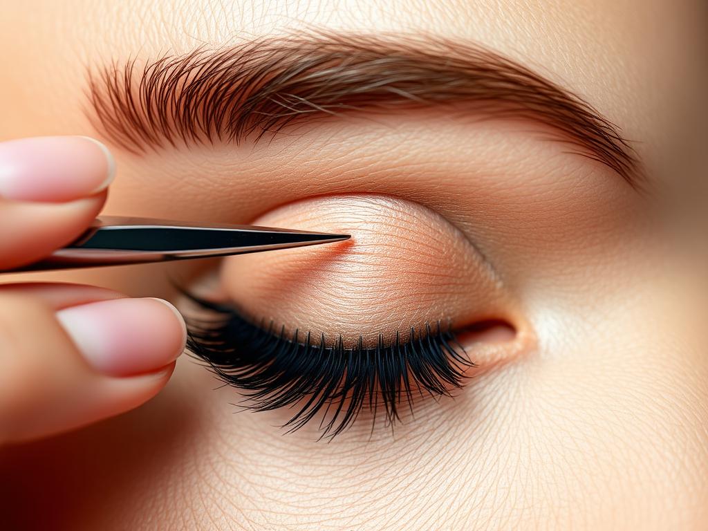 Technika aplikacji sztucznych rzęs z użyciem pęsety