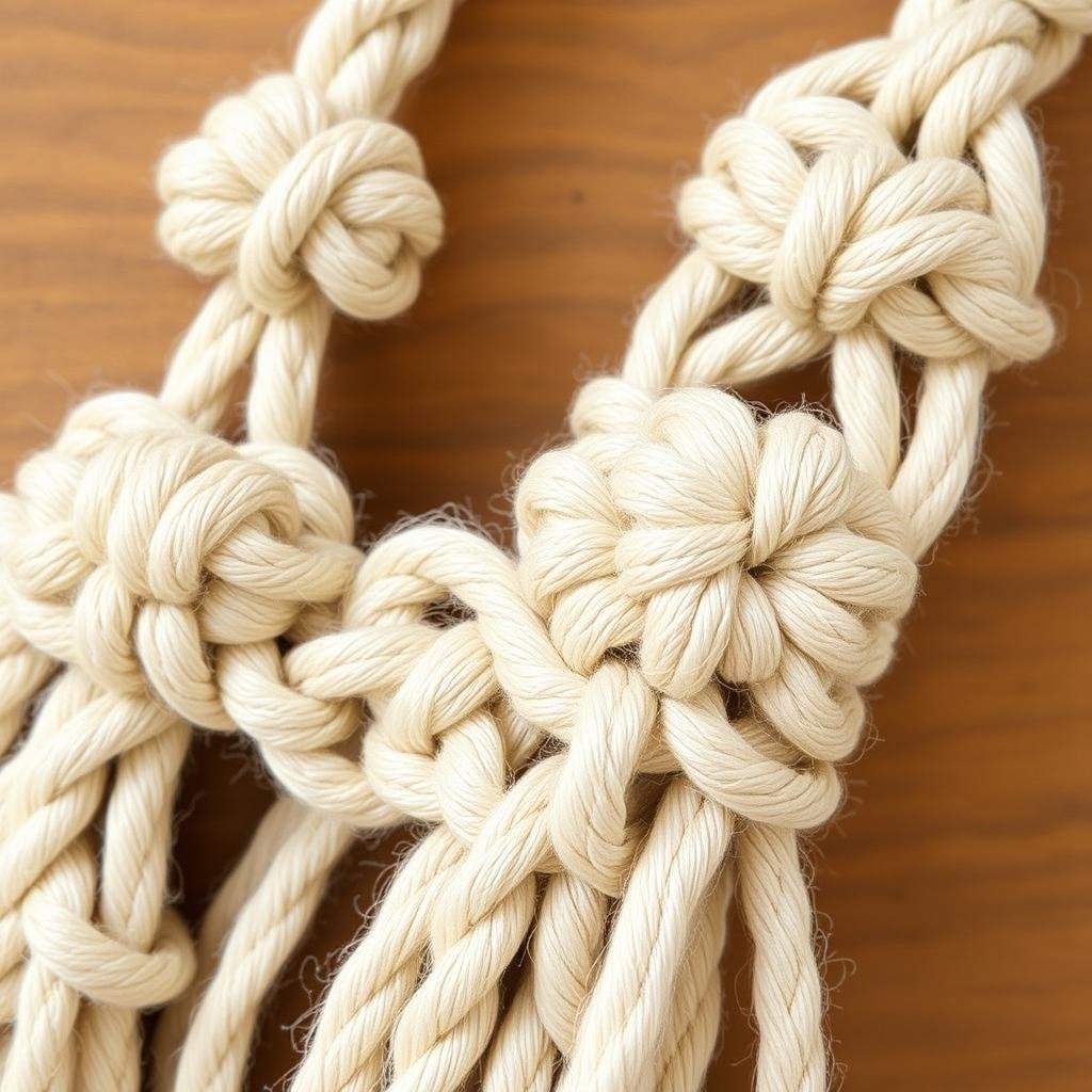 Węzeł rypsowy (Berry Knot) tworzący wypukłe elementy w makramie diy Węzeł rypsowy (Berry Knot) tworzący wypukłe elementy w makramie diy