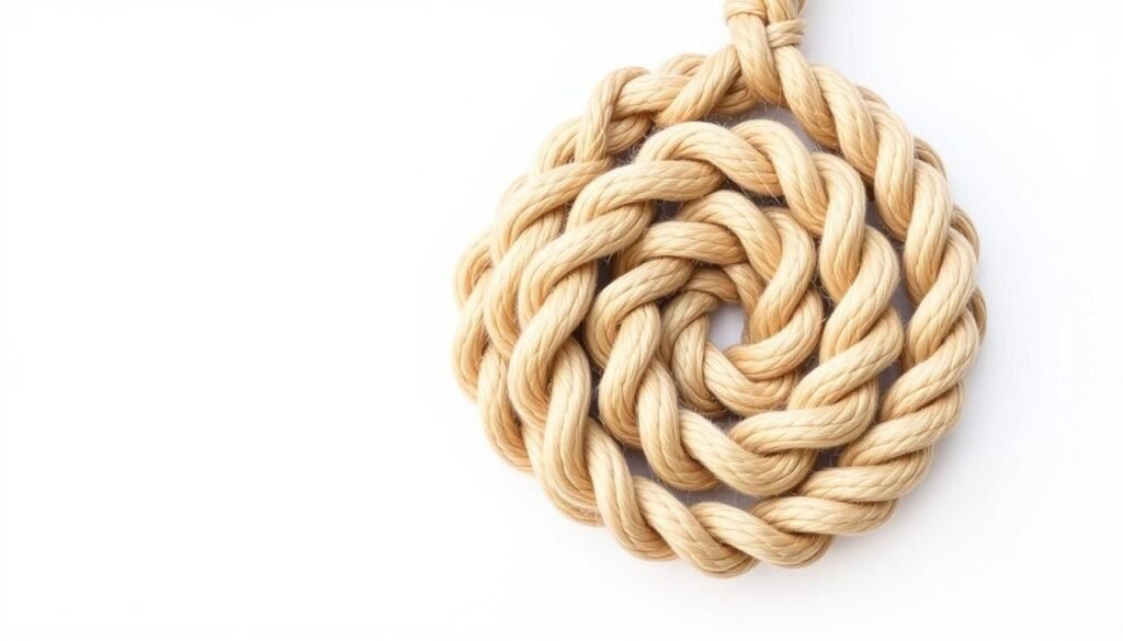 Węzeł skręcany (Spiral Knot) w makramie diy pokazujący efekt spirali Węzeł skręcany (Spiral Knot) w makramie diy pokazujący efekt spirali