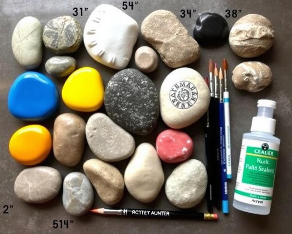 Zestaw startowy do malowania kamieni - kamienie, farby, pędzle i lakier zabezpieczający
