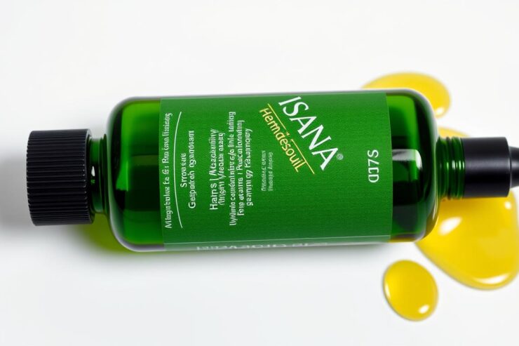 Zielony olejek Isana do włosów z konopią i makadamią