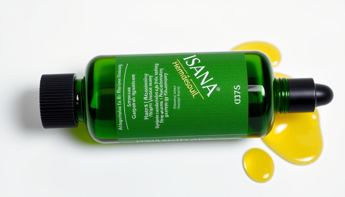 Zielony olejek Isana do włosów z konopią i makadamią