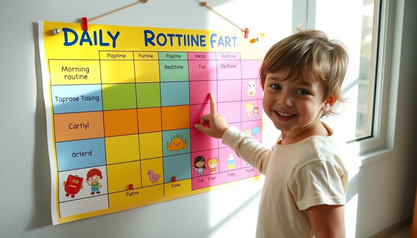 Dziecko wykonujące codzienne czynności według planu dnia dziecka w domu