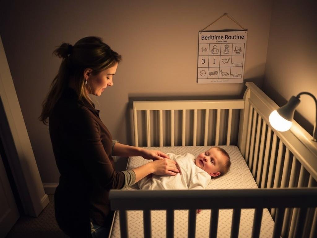 Matka układająca niemowlę do snu według planu dnia dziecka w domu Matka układająca niemowlę do snu według planu dnia dziecka w domu