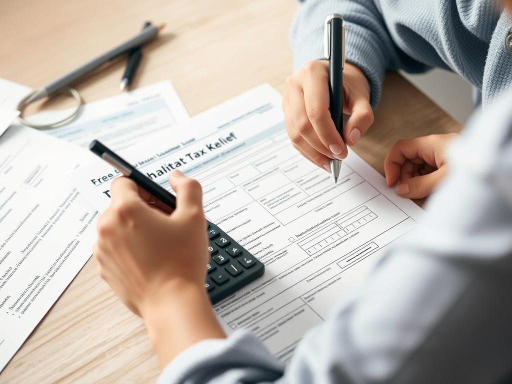 Rodzic wypełniający formularz PIT z widoczną sekcją ulgi rehabilitacyjnej Rodzic wypełniający formularz PIT z widoczną sekcją ulgi rehabilitacyjnej
