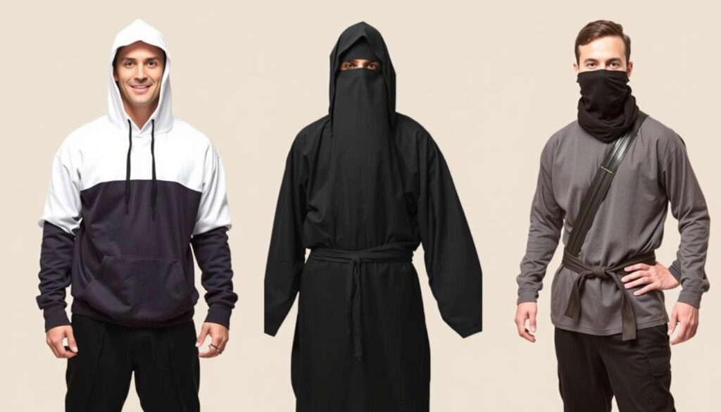 Alternatywne stroje ninja wykonane z różnych materiałów
