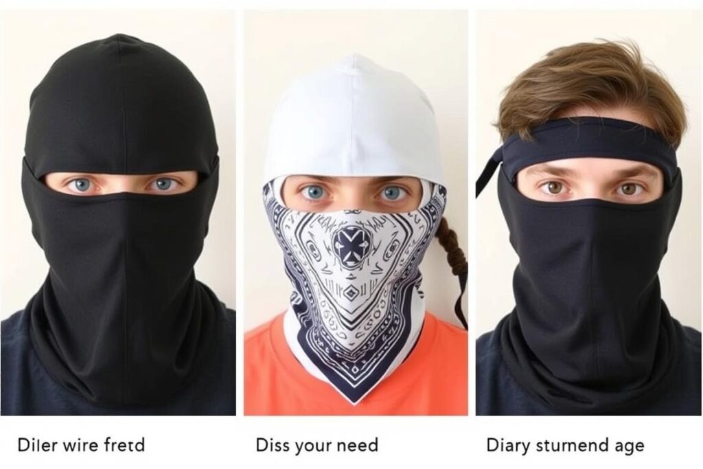 Różne rodzaje masek ninja wykonane z alternatywnych materiałów